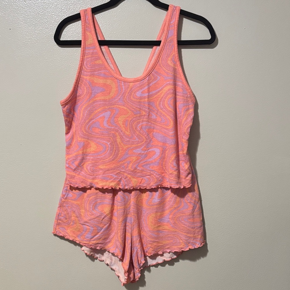 Colsie Pink, Orange and Purple Swirl women’s pajama/lounge wear set